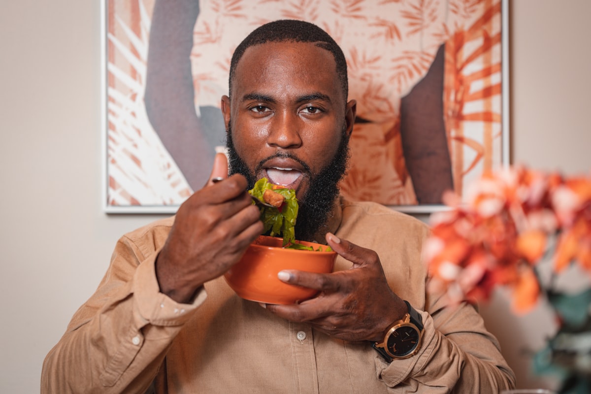 Healthy male nutrition and meal preparation